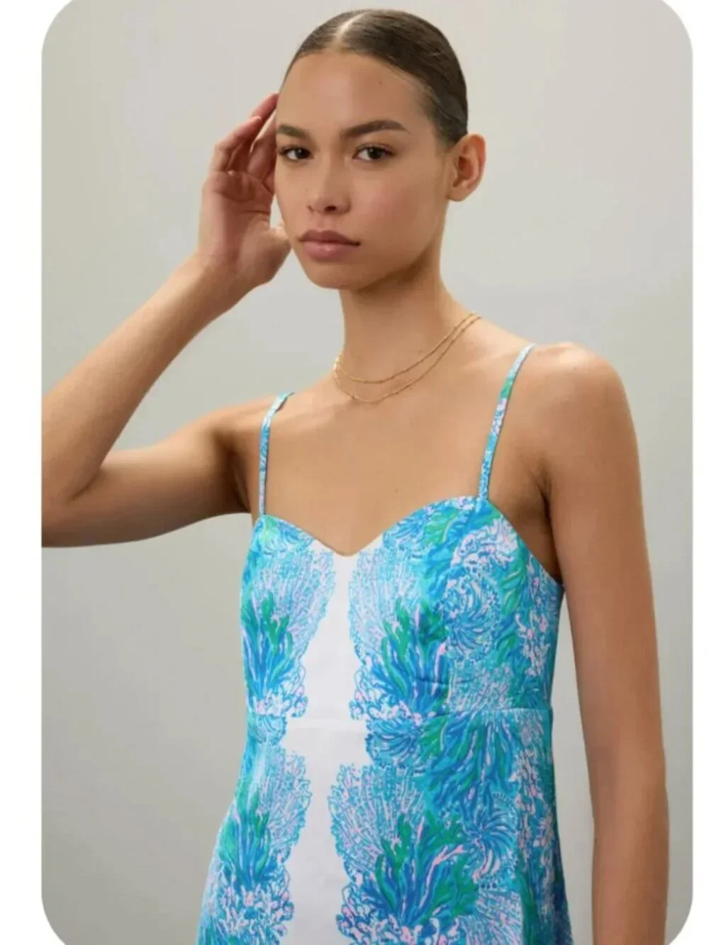Lilly Pulitzer Gillian Satin Slip Mini Dress Las Olas Aqua blue coral print 6 - Picture 4 of 9